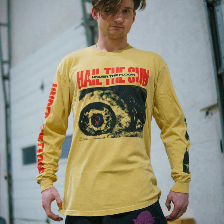 Marilyn Emblem Swarovski　Long T-shirt Black×Yellow Women's Long-sleeve nylon T-shirt with lyrics print | Yellow