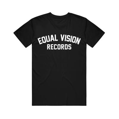 Black short sleeve t shirt that has text on it that reads Equal Vision Records